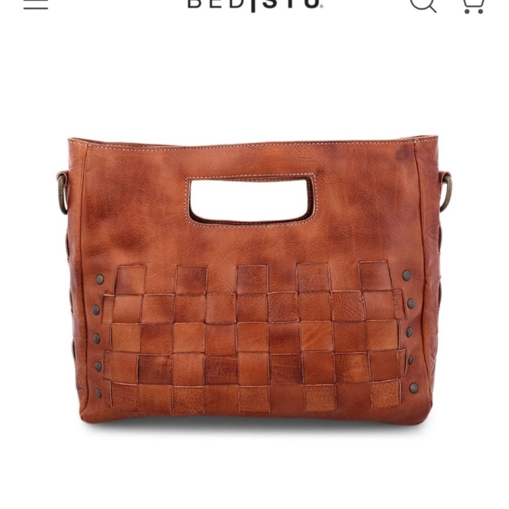 BED|STU Tan Leather Woven Clutch orchid